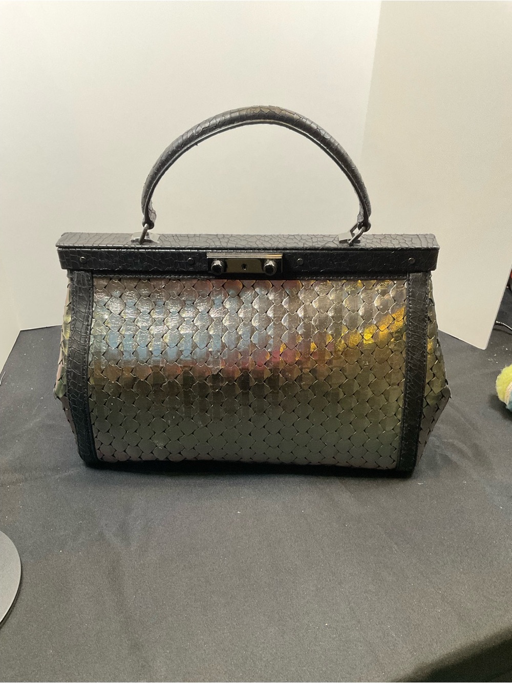 Tory Burch Iridescent Black Top-Handle Satchel